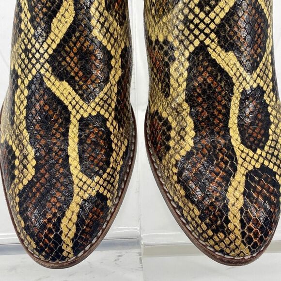 Madewell Cara Tan Brown Yellow Snakeskin Embossed Leather Chelsea Boots 6.5 - Picture 7 of 13